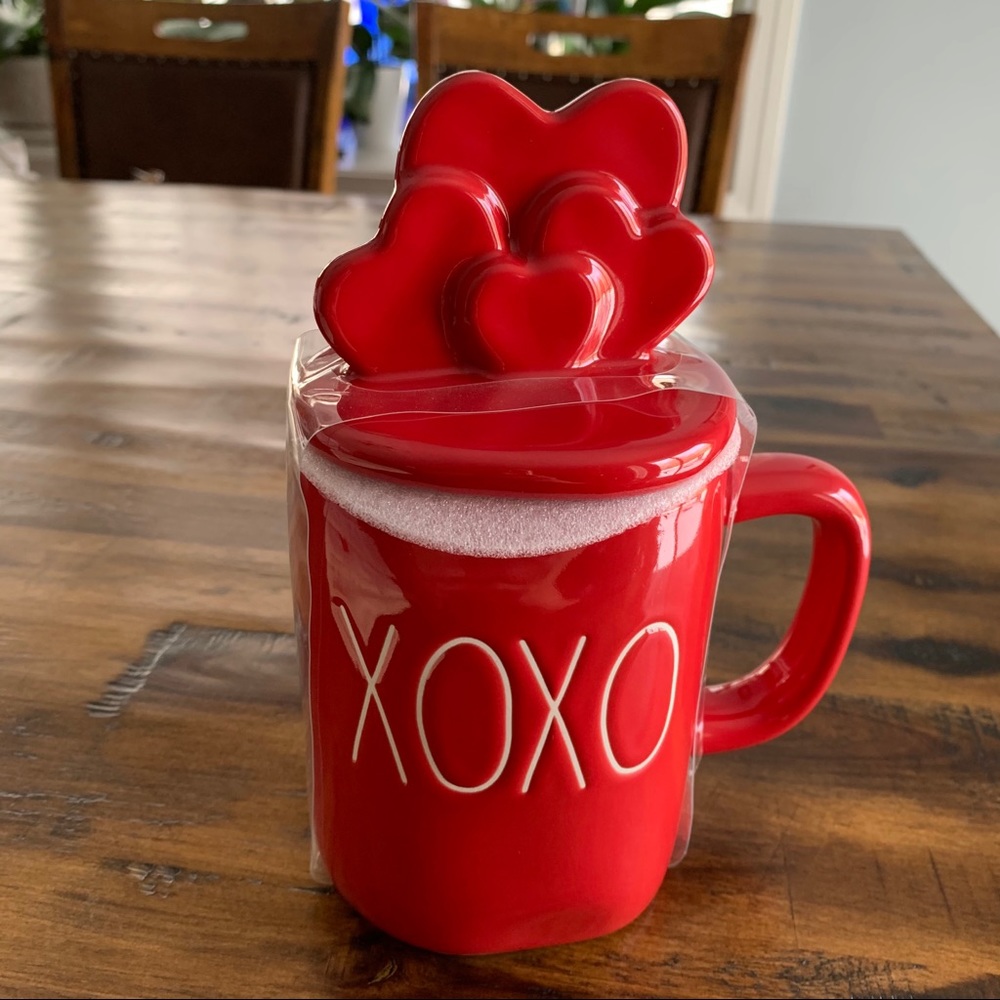 RAE DUNN by Magenta XOXO Red Mug Heart Topper Lid